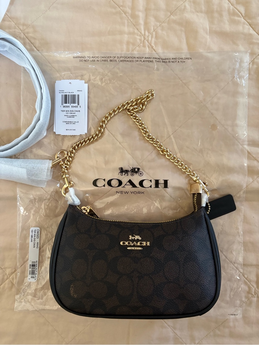 Coach Mini Shoulder Bag in Dark Brown/Black with Gold Hardware - Picture 10 of 14